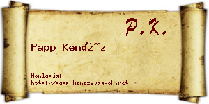 Papp Kenéz névjegykártya